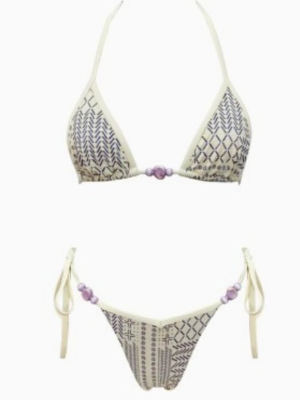 Sundy Brunch Dear Summer La Swimswear Bikini Swimsuit Geometric Print Soft NWT